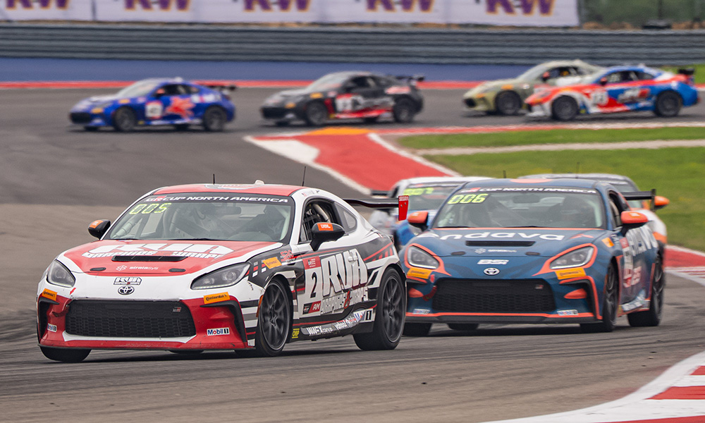 The Toyota GR Cup Round 6 - R2 in Austin, Texas on Sunday, April 26, 2026. Race, Round 6 - R2 2, Will Robusto, RVA Graphics Motorsports by Speed Syndicate, Toyota GR86, RVA Graphics & Wraps, Vortex Photo by — JA